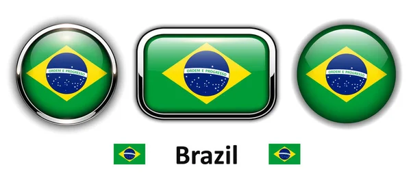 Brazil flag buttons — Stock Vector