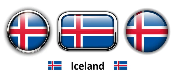 アイスランド国旗ボタン — ストックベクタ