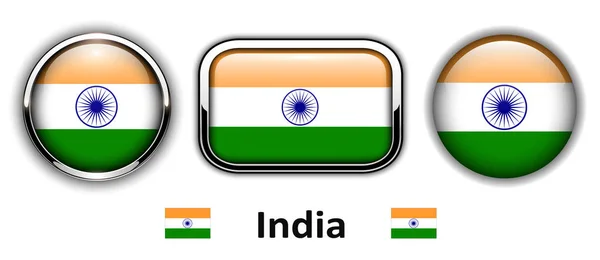 Indien flagga knappar — Stock vektor