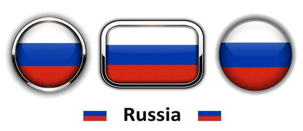 Rusko vlajka tlačítka — Stockový vektor