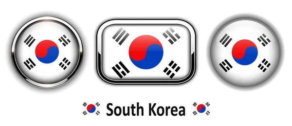 Güney Kore bayrağı düğmeleri — Stok Vektör