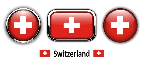Switzerland  flag buttons — Stock Vector