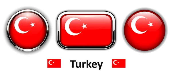 Turkije vlag knoppen — Stockvector