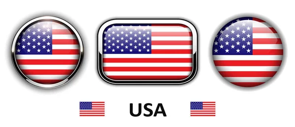 USA, boutons drapeau américain — Image vectorielle