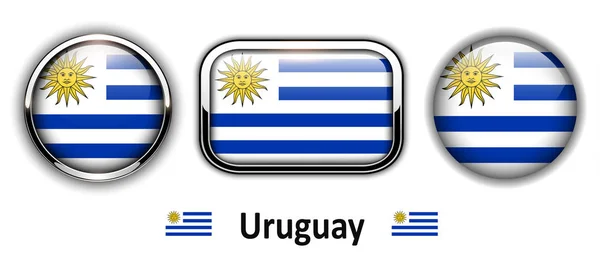 Botones bandera Uruguay — Archivo Imágenes Vectoriales