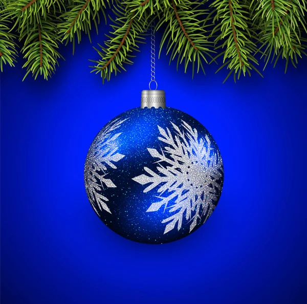 Kerstbal blauw — Stockvector