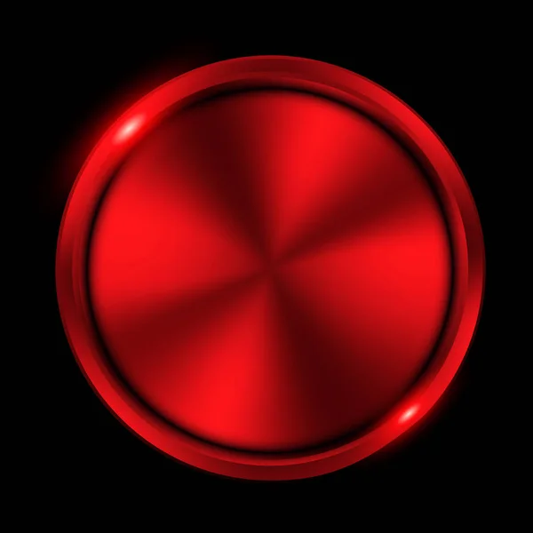 Glossy red metallic button — 스톡 벡터
