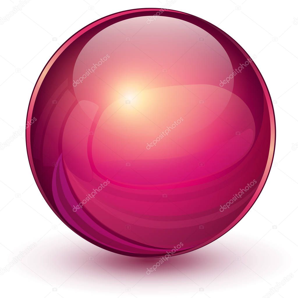 Red sphere, 3d vector galss ball.