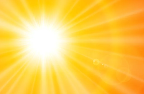 Zon Met Lensflare Vector Natuurlijke Oranje Zonnige Achtergrond — Stockvector