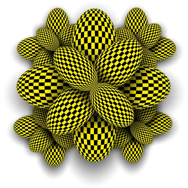 Background Black Yellow Checkered Ellipses Design Vector Illustration — Stock Vector