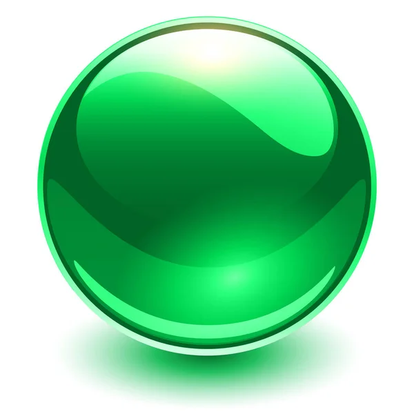光沢のある球緑 ガラスベクトル3Dボール — ストックベクタ