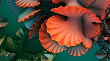 Fantastik arka plan 3d soyut şekiller, sualtı kurgusal arka plan.