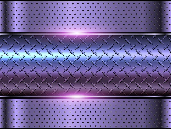 Background Purple Metallic Chrome Vector Design Diamond Plate Sheet Metal — Stock Vector