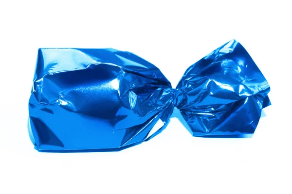 Blu Caramelle Avvolto Isolato Bianco — Foto Stock