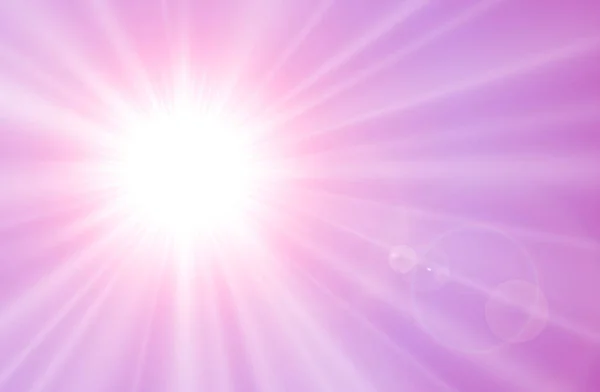 Sun Lens Flare Vector Natural Pink Sunny Background — Stock Vector