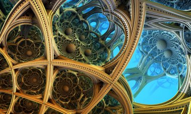 Arka plan, fantastik 3d yapılar, fraktal tasarım.