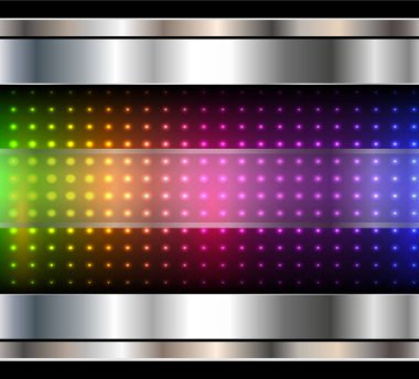 Soyut arkaplan, gökkuşağı noktalı metalik desen, vektör illüstrasyonu.