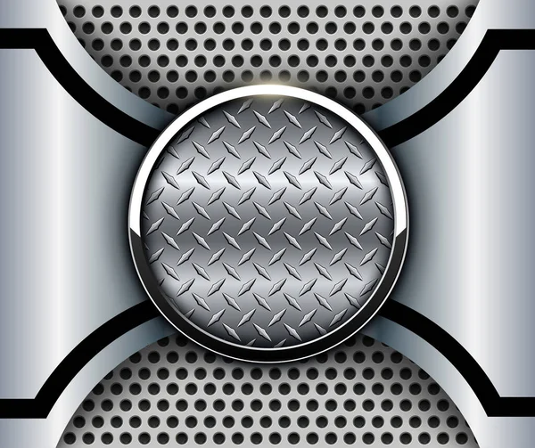 Metallic Achtergrond Met Glanzende Knop Diamant Plaat Metalen Textuur Vector — Stockvector