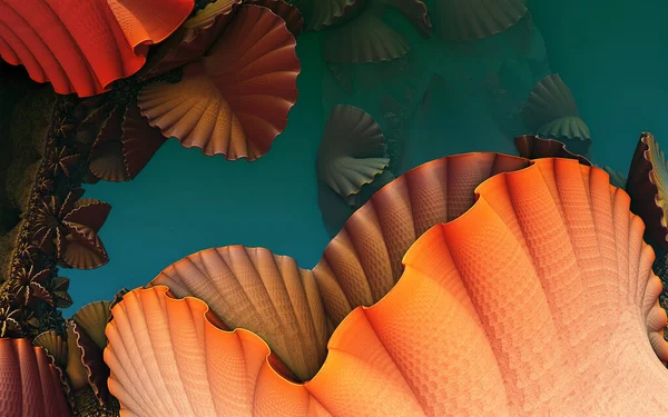 幻想的な背景3D抽象的な形状 水中架空の背景 — ストック写真
