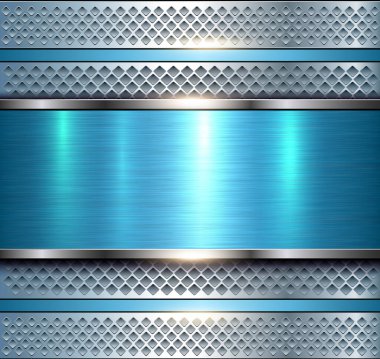 Mavi fırçalı metal desenli arka plan metalik gümüşü, vektör çizimi.