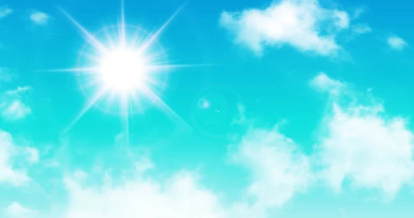 Sunny Background Blue Sky White Clouds Sun — Stock Photo, Image