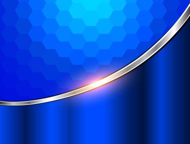 Metalik arka plan 3d, altıgen desenli gümüş mavisi