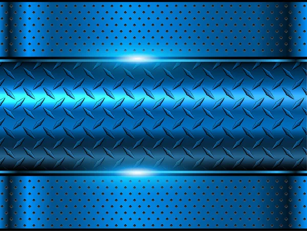Hintergrund Blau Metallic Chrom Vektor Design Mit Diamantblech Textur — Stockvektor