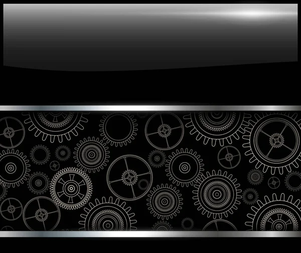 技术齿轮和齿轮的背景 银色黑色矢量图解 — 图库矢量图片