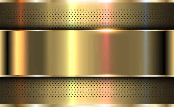 Guld Metallic Bakgrund Polerat Stål Textur Vektor Design — Stock vektor