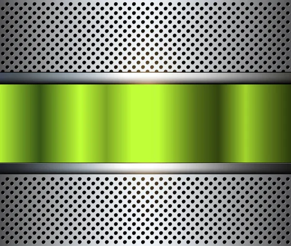 穴パターンシルバーグリーンベクトルイラストとメタリックの背景 — ストックベクタ
