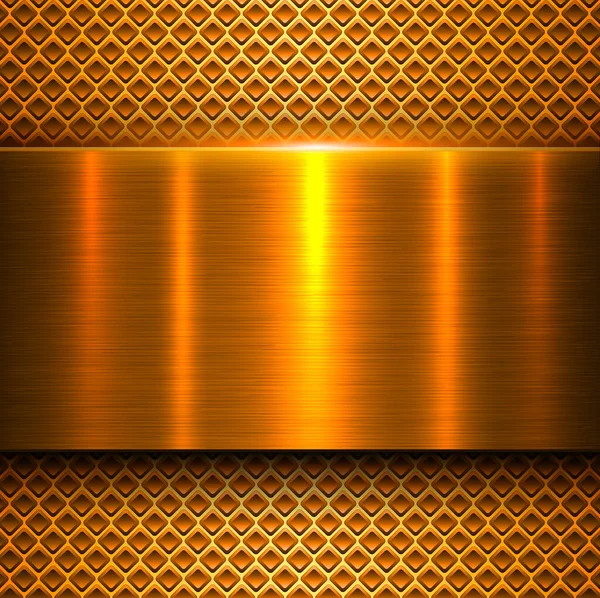 Metal Background Orange Gold Polished Metallic Texture Banner Vector Illustration — Stock Vector