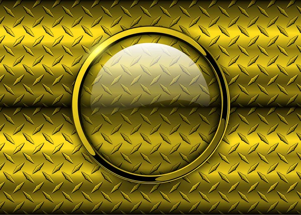 Botão Brilhante Sobre Ouro Metálico Placa Diamante Textura Metálica Ilustração — Vetor de Stock