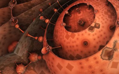 Soyut arkaplan 3D, fantastik yapılar ve şekiller