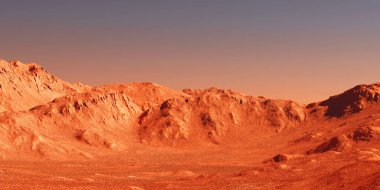 Mars landscape, 3d render of imaginary mars planet terrain, science fiction illustration. clipart