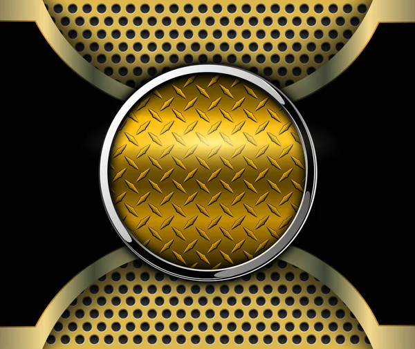 Fondo Metálico Con Botón Brillante Textura Metal Placa Diamante Diseño — Vector de stock