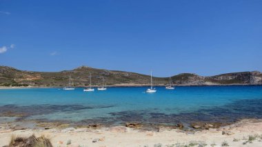 Elaphonisos yelkenli turkuaz Yunan defne, ada