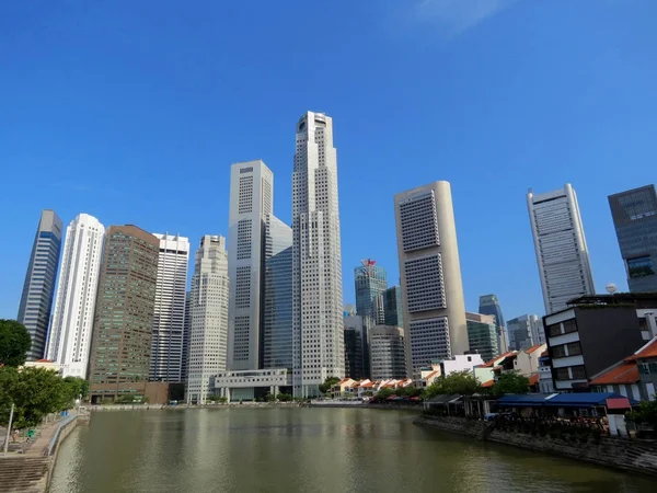 Singapur Daki Elgin Köprüsü Nden Alexandra Canal Boat Quay Merkezinin Stok Resim