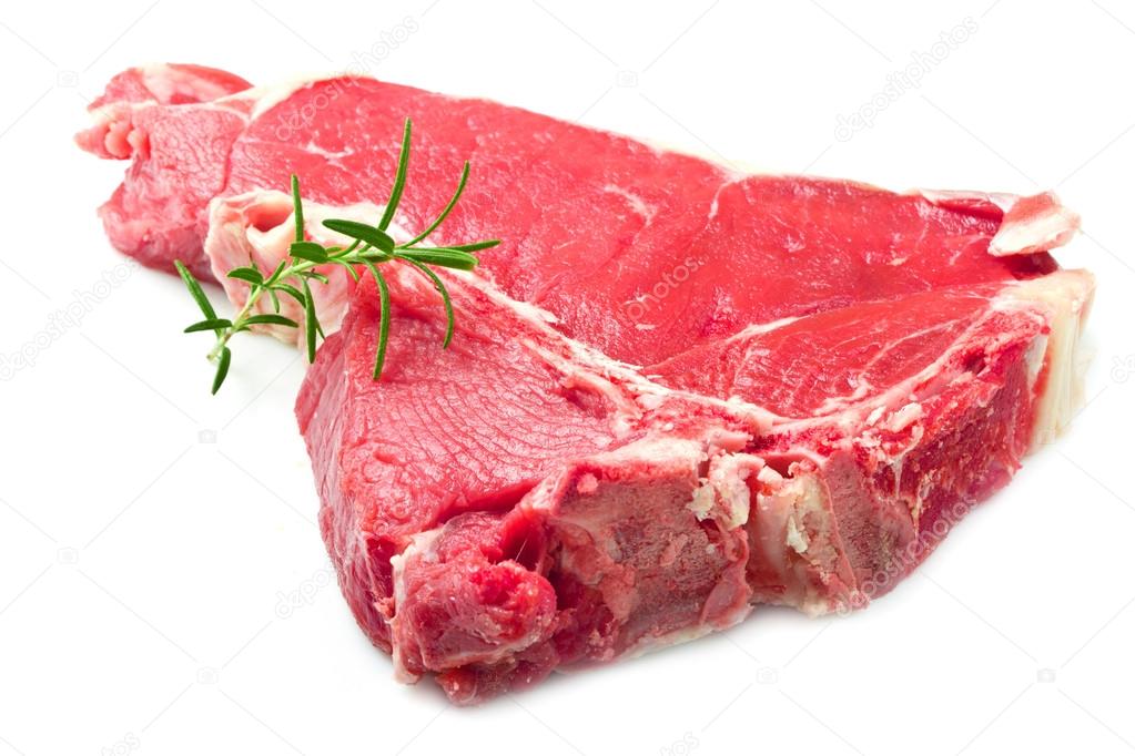 red meat with rosemary on white