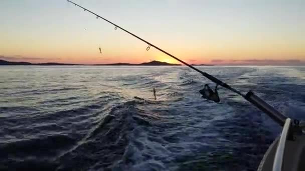 Barco de pesca no mar — Vídeo de Stock