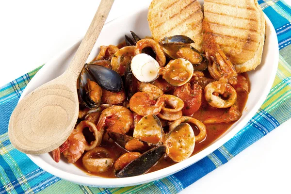 Fresh seafood soup — Stock Photo, Image