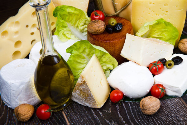 various types of soft and hard cheese