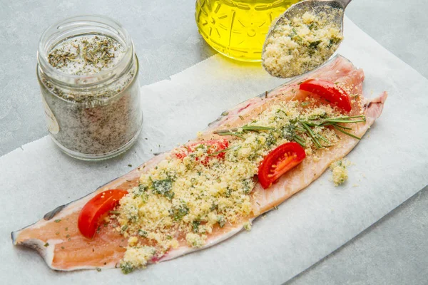 Salmon trout au gratin — Stock Image Salmon trout au gratin Stock Picture