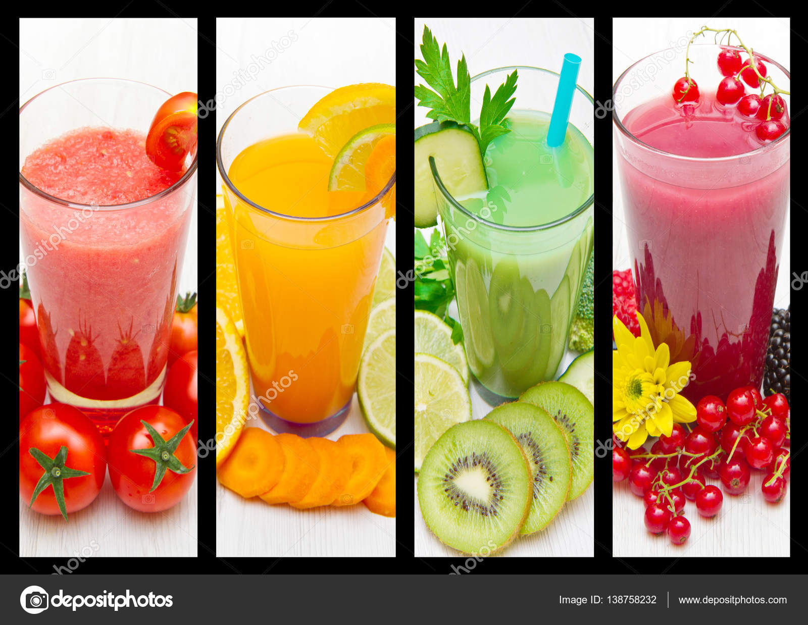 Different fruit and vegetable cocktails Stock Photo by ©lsantilli 138758232