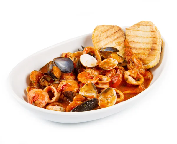 Fresh seafood soup — Stock Photo, Image