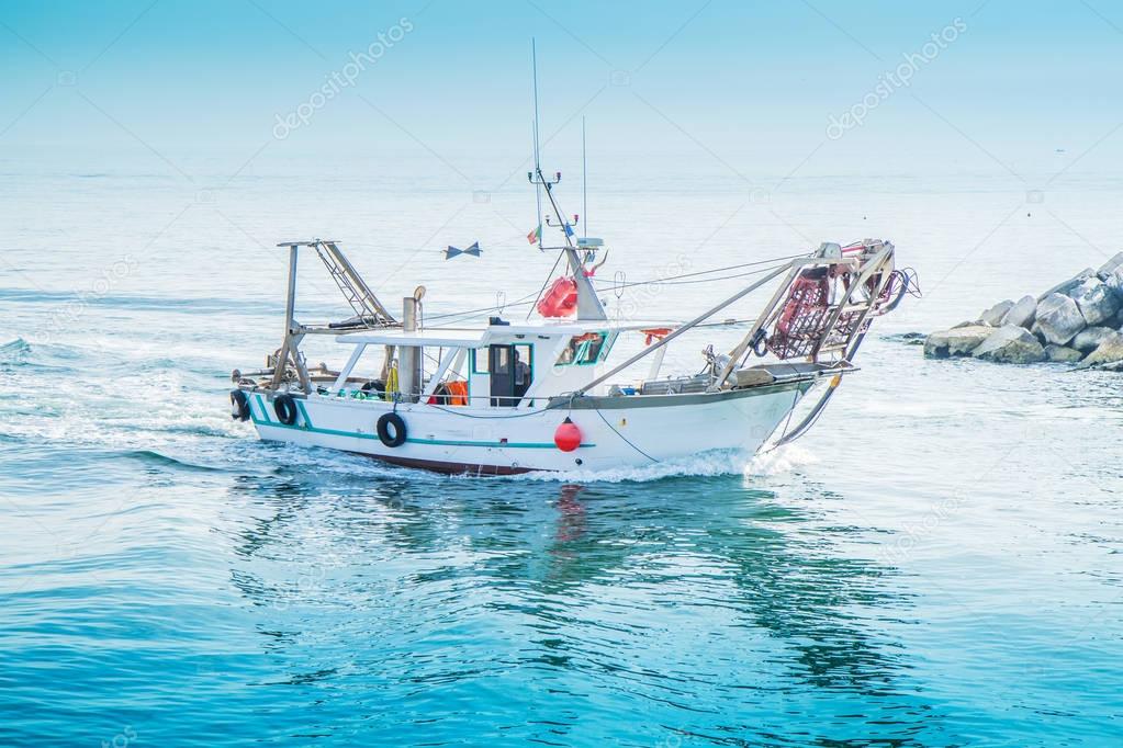 a fishing boat on the sea 