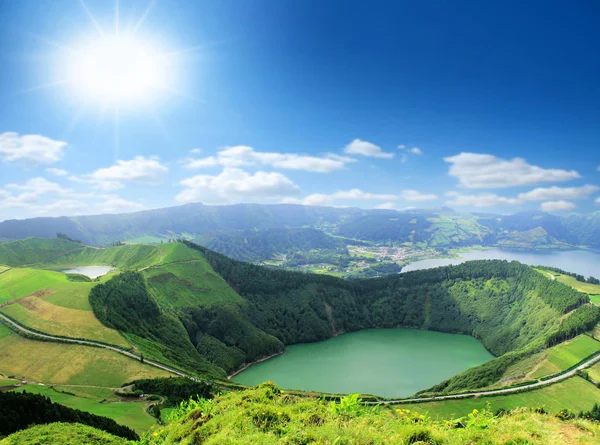 Belo lago das Sete Cidades, Açores, Portugal Europe — Fotografia de Stock
