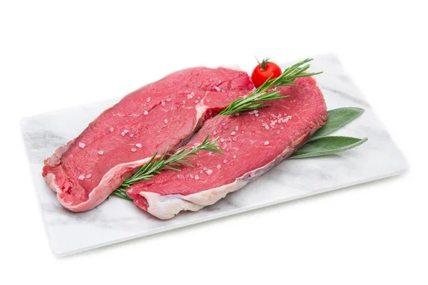 Pieces of raw roast beef meat — Stock Photo, Image