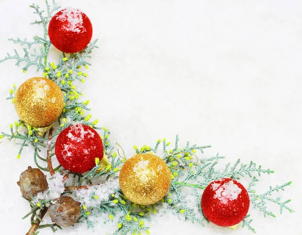 Goud en rood christams decoratie — Stockfoto