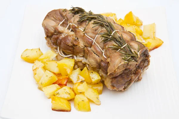 Roast of veal with potatoes — Stock Photo, Image