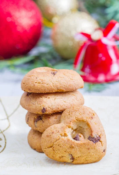 Hart Biscuit Met Kerstdecoratie — Stockfoto